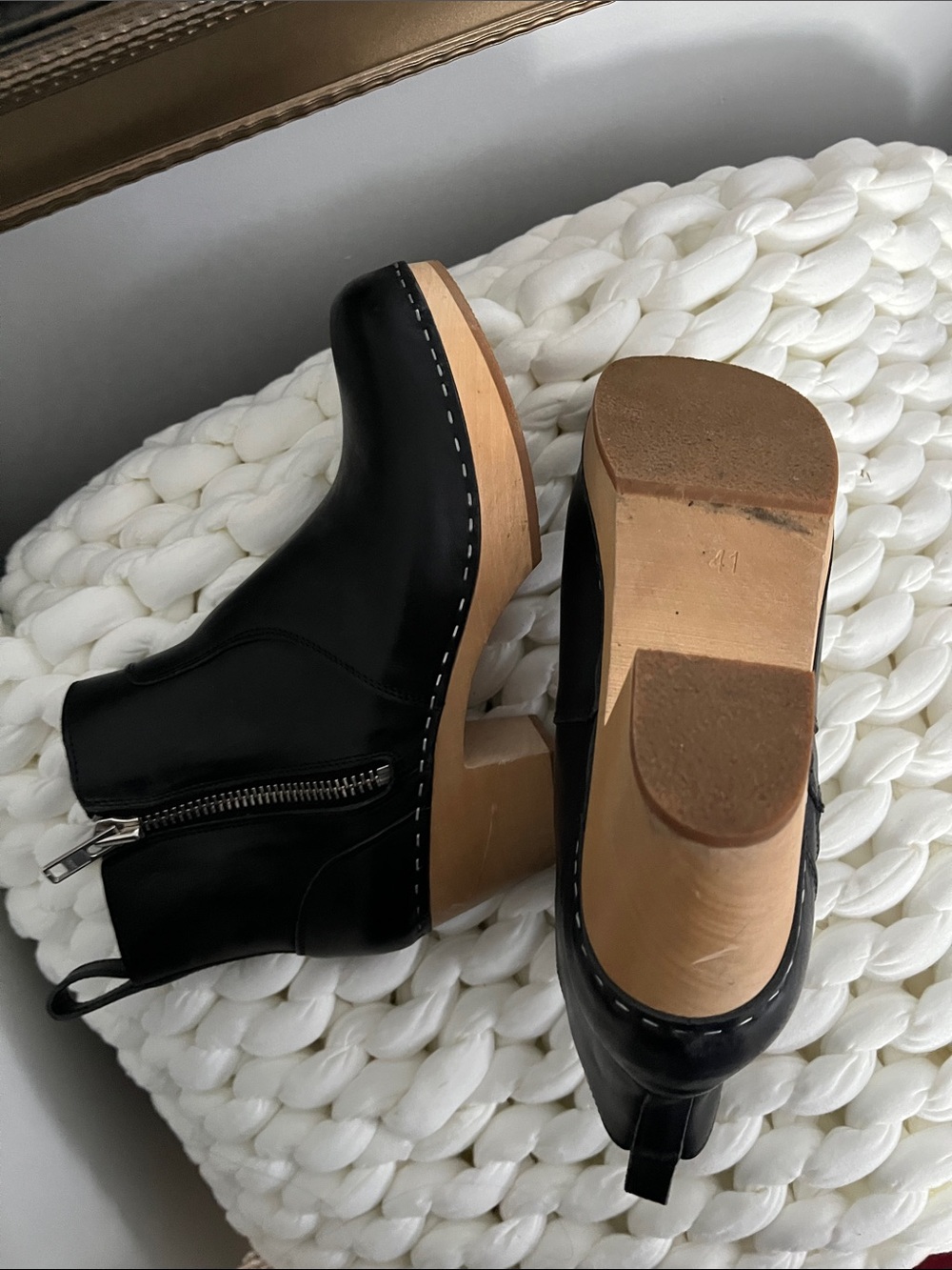 Swedish Hasbeens Black Leather Ankle Booties - Picture 4 of 4